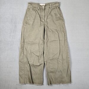 Everlane‎ Cropped Wide Leg Jeans Womens 00 Regular Patch Pocket Army Green *READ